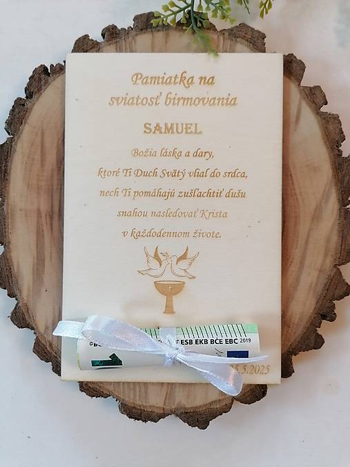 Papiernictvo - Drevena pohľadnica k birmovke - 17504325_