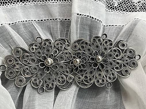 Brošne - Strieborná filigránová spona "Plechy" - 17505187_