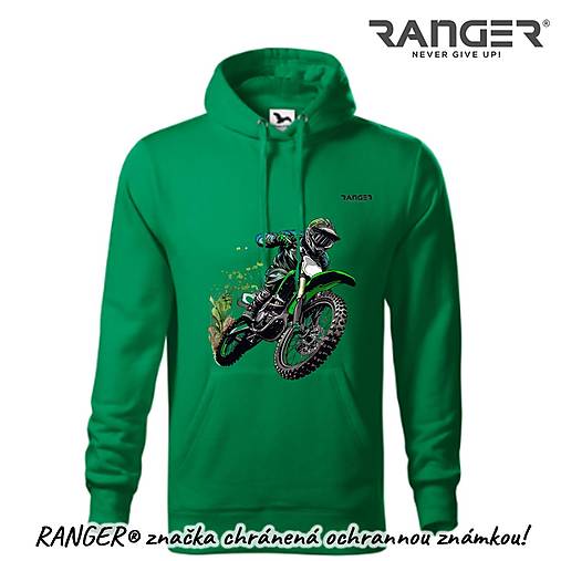 Mikiny - Mikina RANGER® s kapucňou - MOTORKÁRI 1 (Zelená) - 17505386_