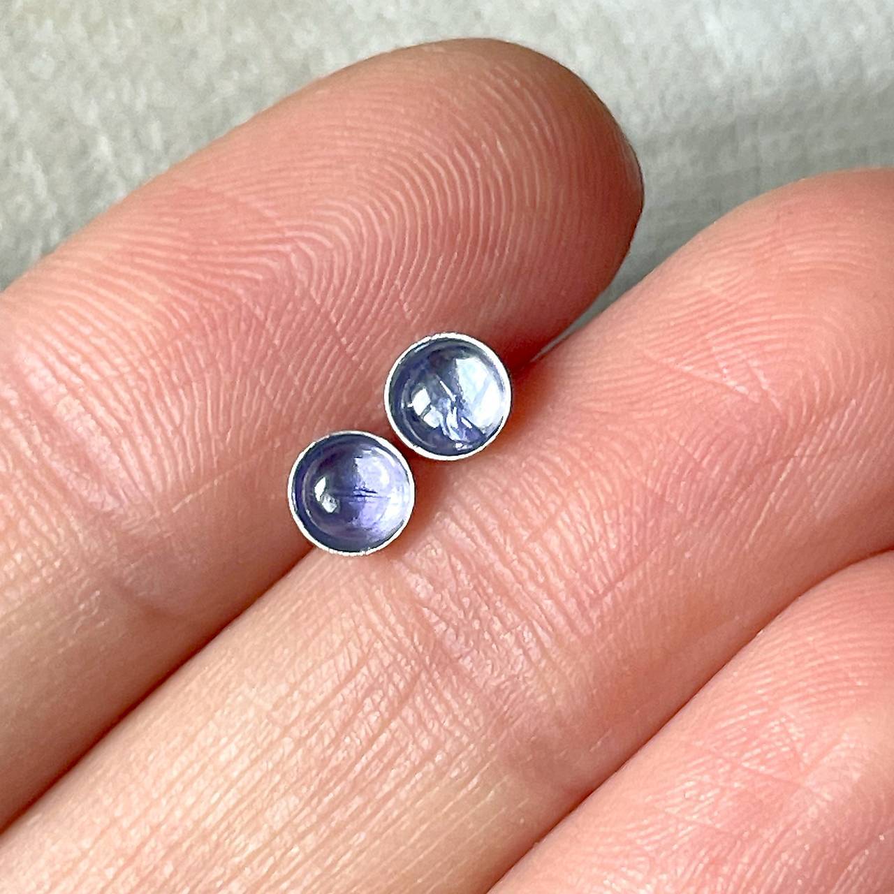 Tanzanite Silver Ag925 Stud Earrings / Náušnice s tanzanitom E014