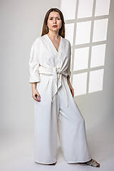 Nohavice - Široké ležérne nohavice maslové Poppy - 17507502_