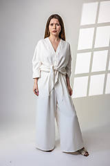 Nohavice - Široké ležérne nohavice maslové Poppy - 17507505_