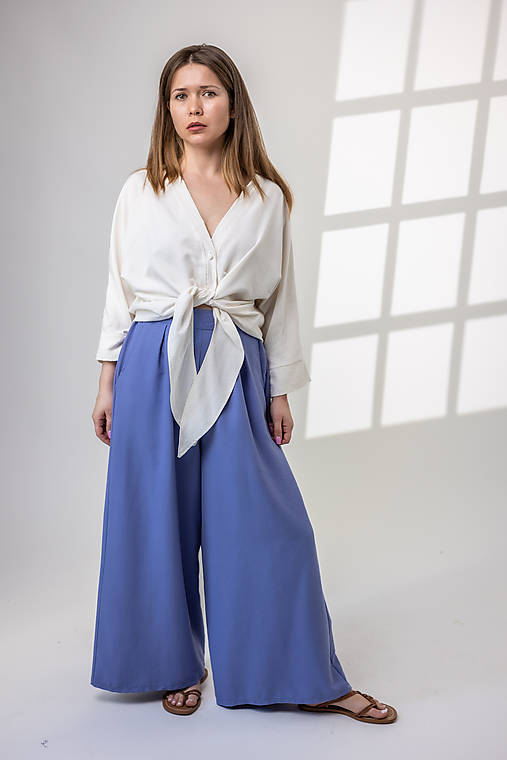 Nohavice - Široké ležérne nohavice purple Poppy - 17507494_