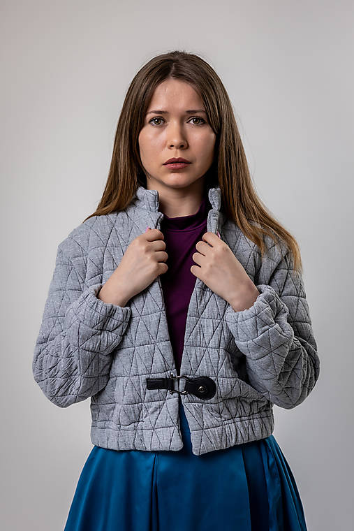 Bundy a kabáty - Bunda prešívaná šedá Vera - 17507586_