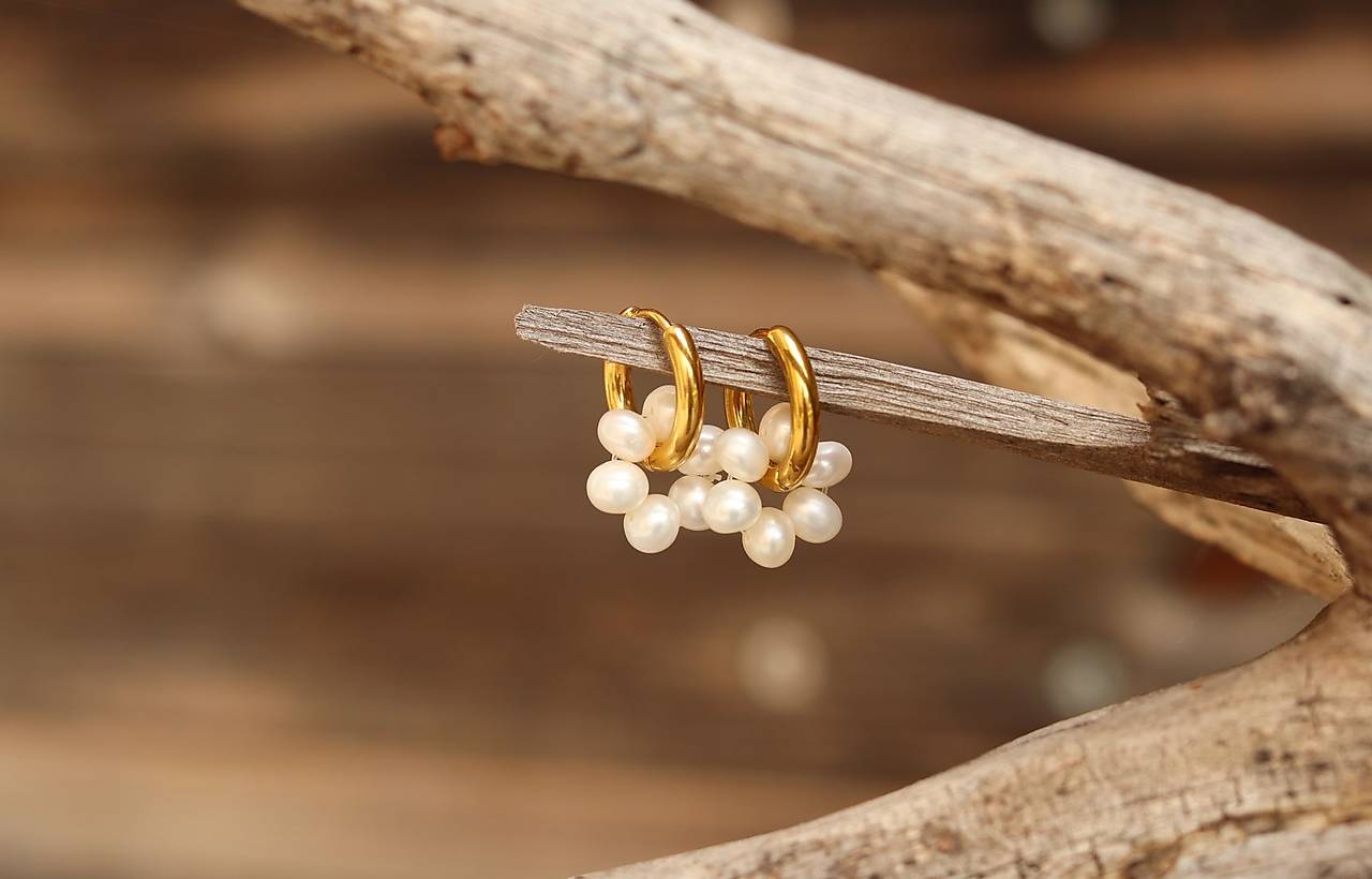 Perlové náušnice kruhy s perlami