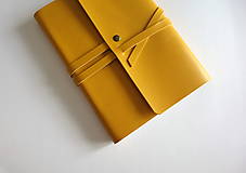 Papiernictvo - Kožený zápisník A5 žltý rovny - 17509877_