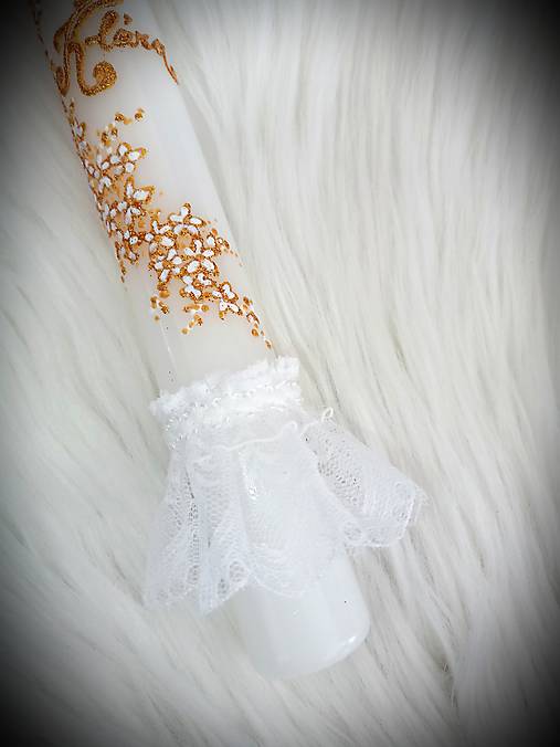 Detské oblečenie - krstná košieľka / košieľka na krst (Košieľka + sviečka (farba na želanie) + krajková ozdoba) - 17510338_