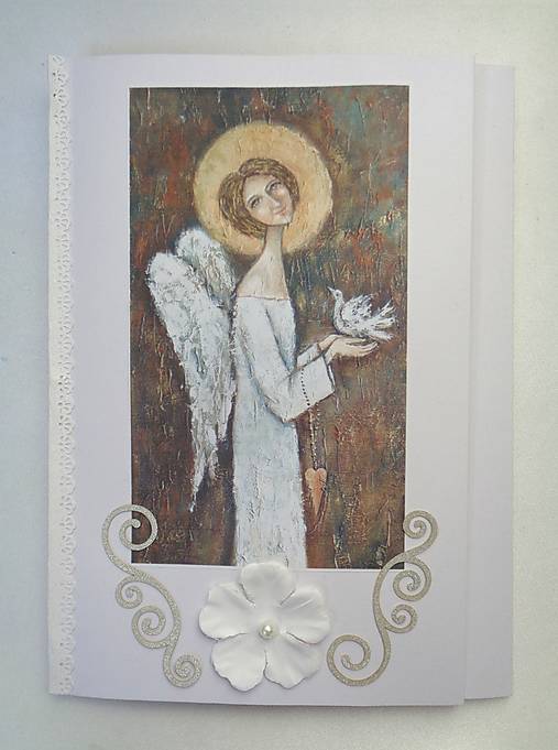 Papiernictvo - Pohľadnica/obálka - Anjel s holubicou - 17512039_