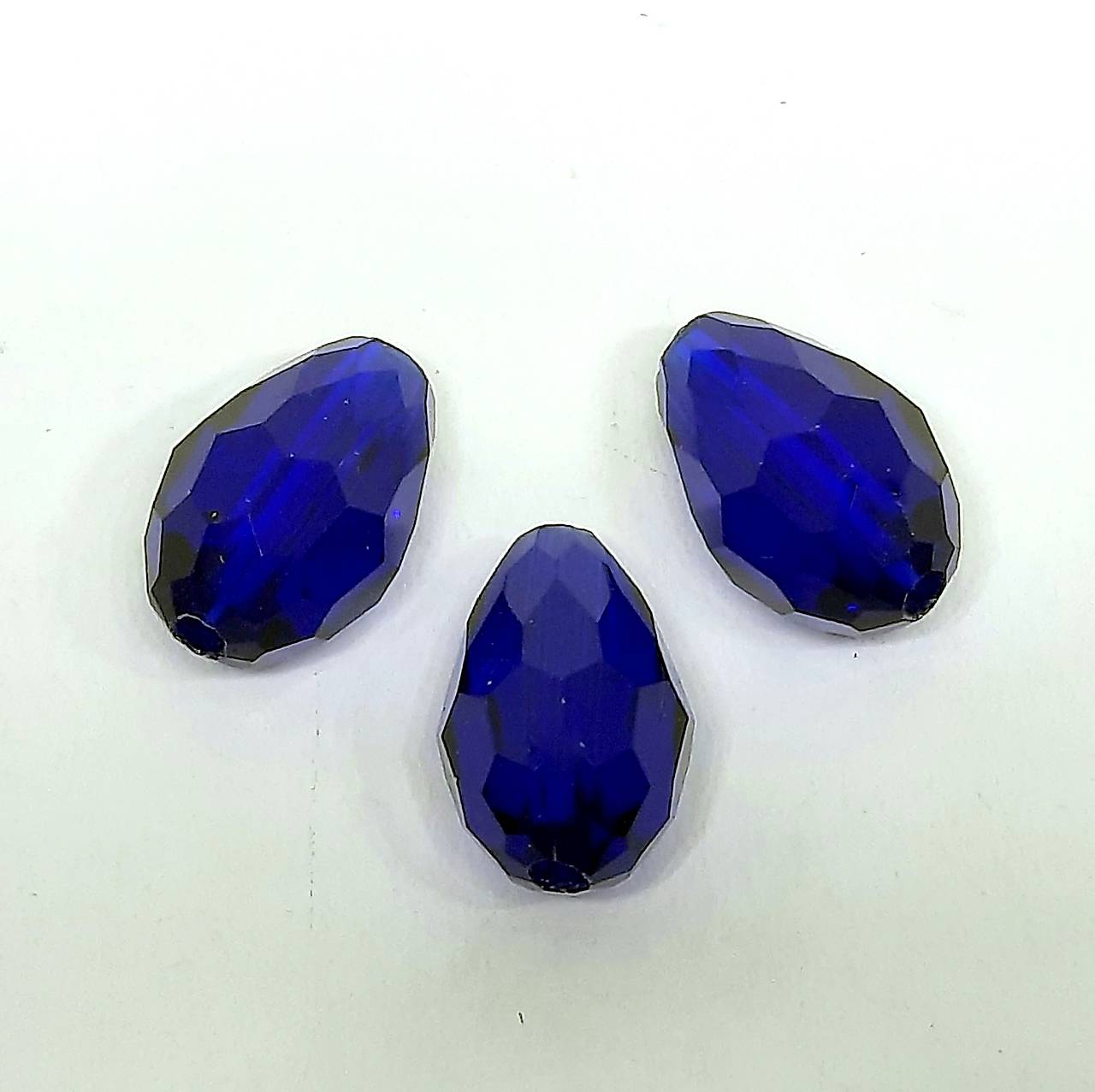 Sklenená brúsená kvapka 12x8mm-1ks (modrá kráľovská transp.)