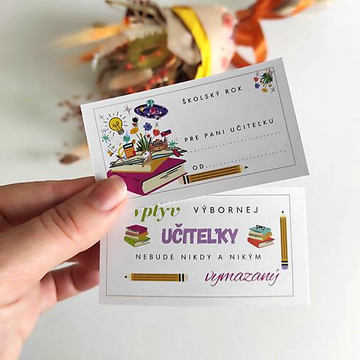 Kartička s venovaním na koniec školského roka pre učiteľky, učiteľov a vychovávateľov (Vplyv učiteľky)