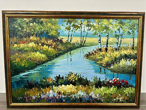 Obrazy - Obraz - Řeka, olejomalba na plátně 100x70 - 17511082_