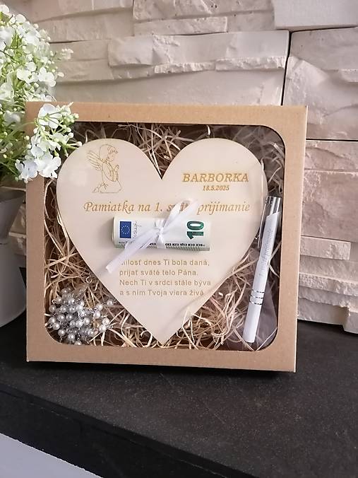 Papiernictvo - Darčekove balenie k 1 svätému prijímaniu s ruzencom a perom - 17512827_
