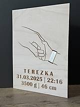 Dekorácie - Drevená tabuľka – Narodenie bábätka - 17513988_