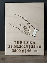 Dekorácie - Drevená tabuľka – Narodenie bábätka - 17513990_