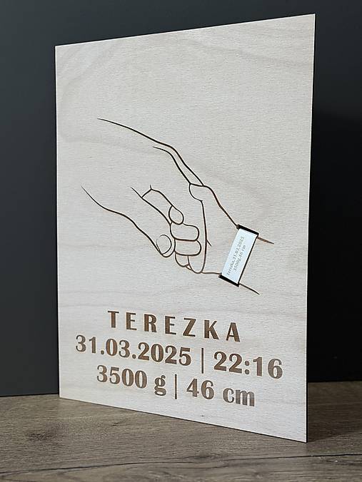 Dekorácie - Drevená tabuľka – Narodenie bábätka - 17513988_