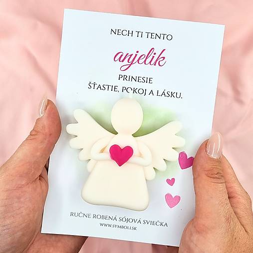 Sviečky - Sójová sviečka anjelik pre šťastie - 17515323_