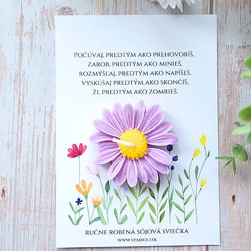 Sviečky - Sójová sviečka kvetinka 5 pravidiel života - 17515338_