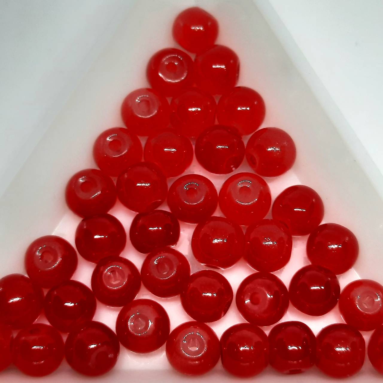 Sklenené korálky 6mm-1ks (červená)