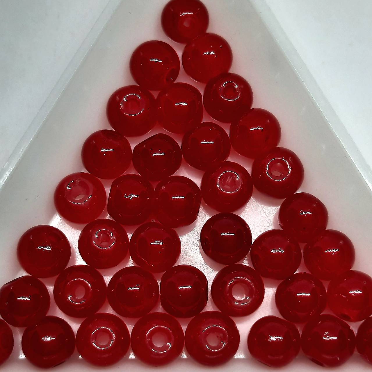 Sklenené korálky 6mm-1ks (červená tmavá)