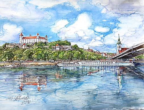 Grafika - Fine Art Print "Dunajské nábrežie" (30 x 40 cm osobný odber) - 17515201_