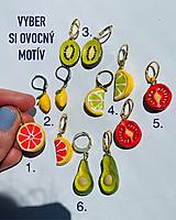 Náušnice - Ručne maľované náušnice s motívom grepfuit, kiwi, citrónikmi, paradajkami, ovocné tropické šperky, milý darček - 17518182_