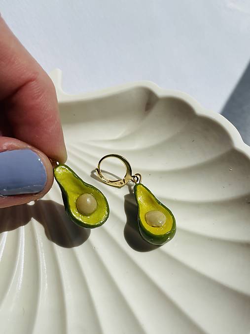 Náušnice - Ručne maľované náušnice s motívom avokádo, grepfruit, kiwi, citróny, paradajky, ovocné šperky, letné náušnice - 17518235_