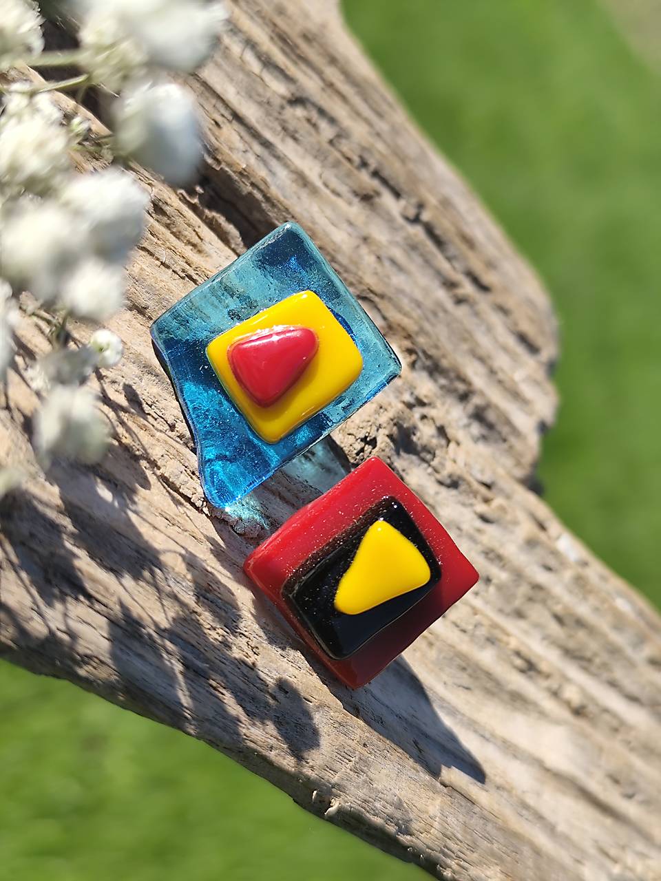 Sklenené asymetrické náušnice "Mia"