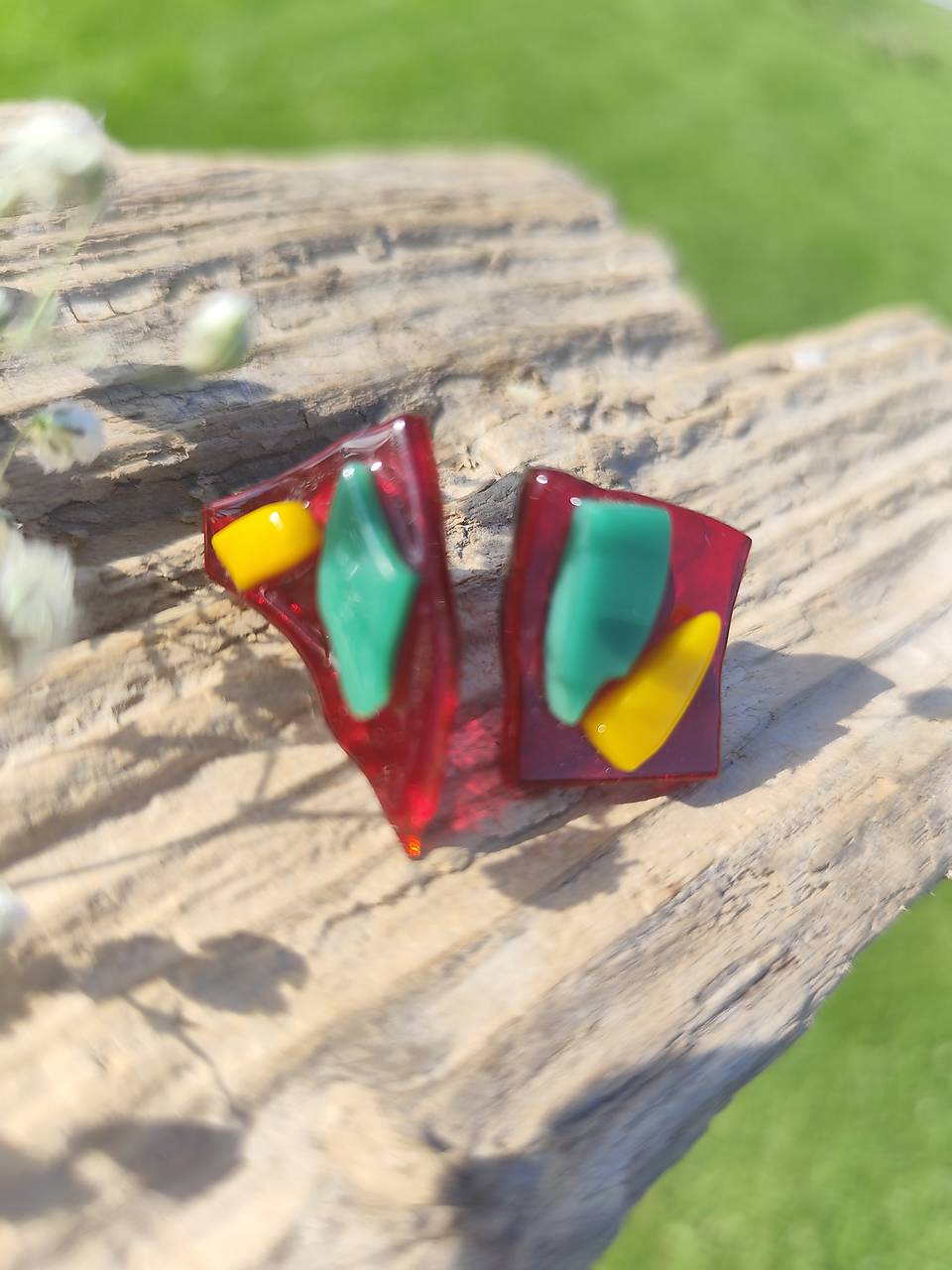 Sklenené asymetrické náušnice "Carla"