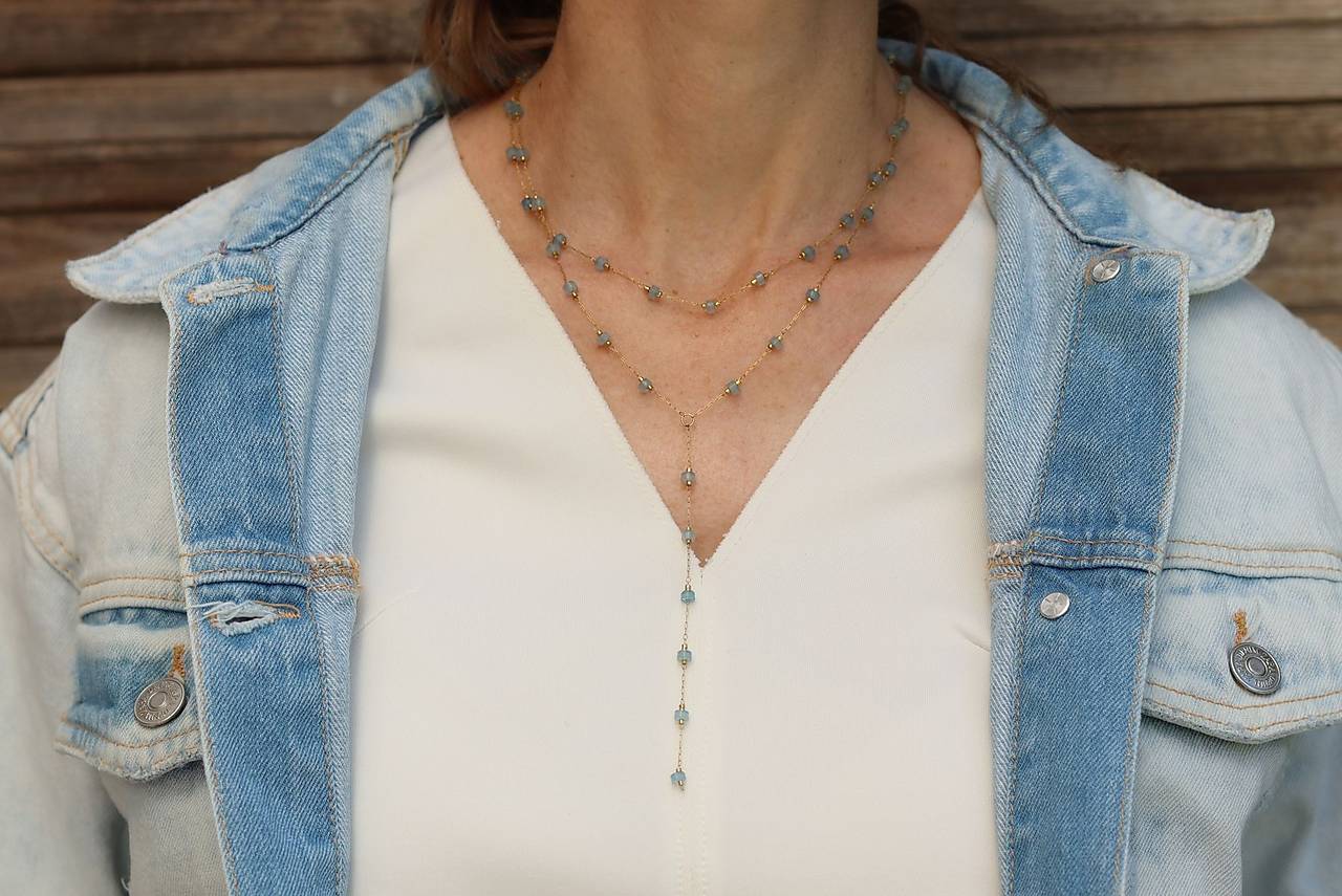 Náhrdelník - retiazka akvamarín