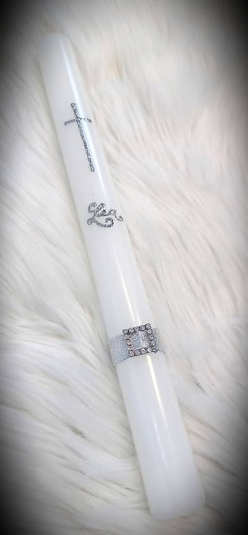 Sviečky - svieca na 1. sväté prijímanie / svieca na krst / sviečka na prvé sväté prijímanie  (Sviečka strieborná) - 17517503_