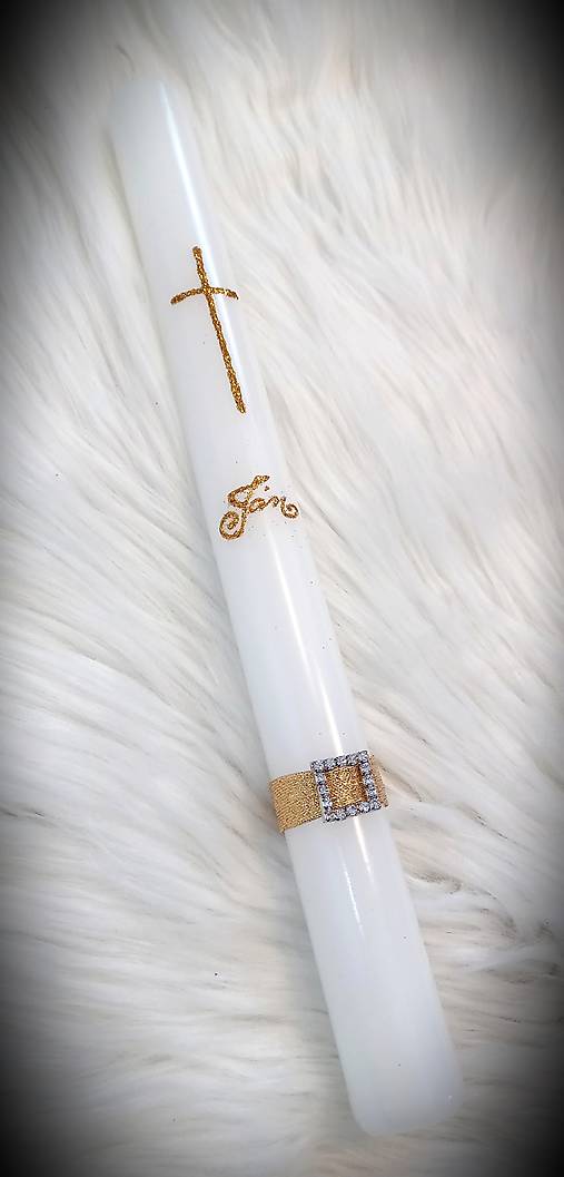 Sviečky - svieca na 1. sväté prijímanie / svieca na krst / sviečka na prvé sväté prijímanie  (Svieca zlatá bez mašličky) - 17517569_