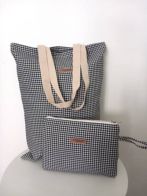 Pepitová taška + kozmetická taštička
