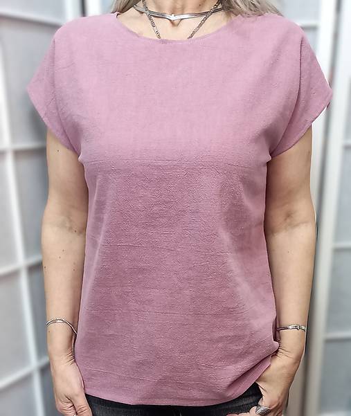 Blúzky a košele - Halenka z přírodního lnu - barva starorůžová, velikost S/M ~ LETNÍ VÝPRODEJ ~ - 17521148_