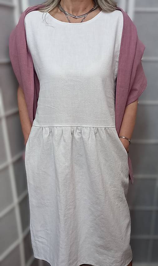 Šatky - Šátek z přírodního lnu - barva starorůžová ~ VÝPRODEJ ~ - 17521173_