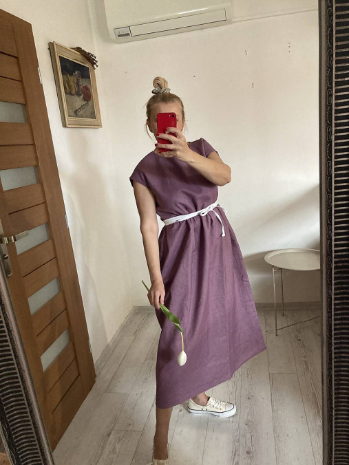 Šaty - Letné ľanové šaty na každý deň /DARK MAUVE/ - 17520832_