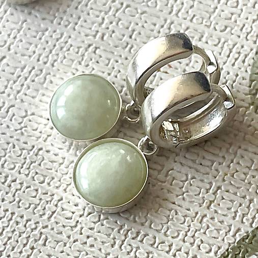 Green Jade Nephrite Silver Earrings AG925 / Strieborné náušnice s jadeitom - nefritom