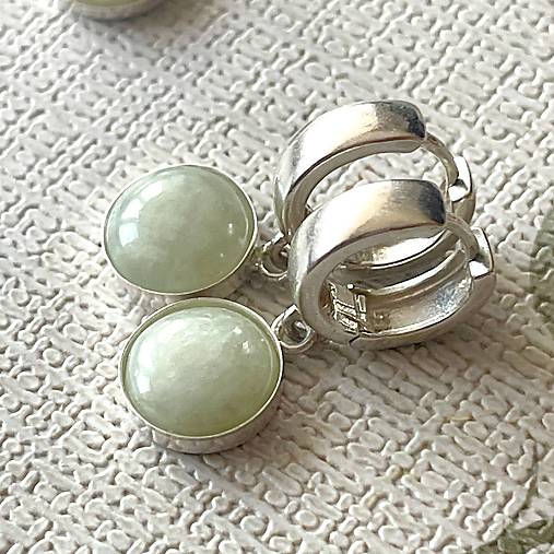 Green Jade Nephrite Silver Earrings AG925 / Strieborné náušnice s jadeitom - nefritom