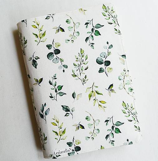 Papiernictvo - Obal na knihu nastaviteľný - Eukalyptus a rastliny (režný) - 17522275_