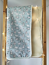 Detský textil - VLNIENKA Ovčie rúno deka 100% MERINO TOP SUPER WASH Natural s kašmírom Zajačik Mint Blue - 17523646_