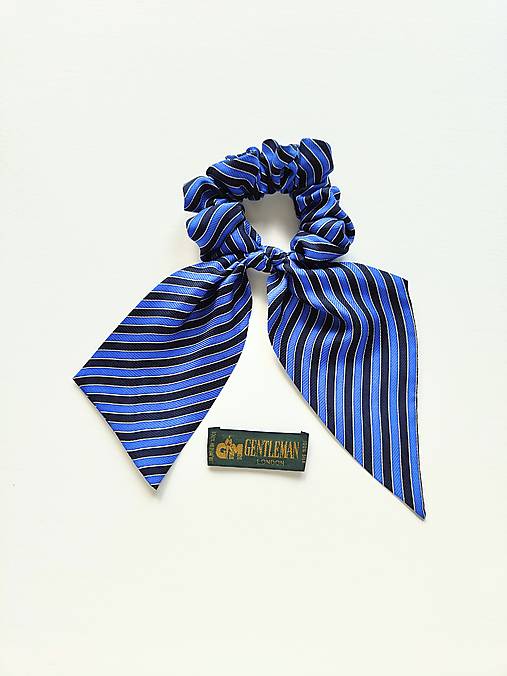 Maxi scrunchie hodvábna (Modro-čierna)
