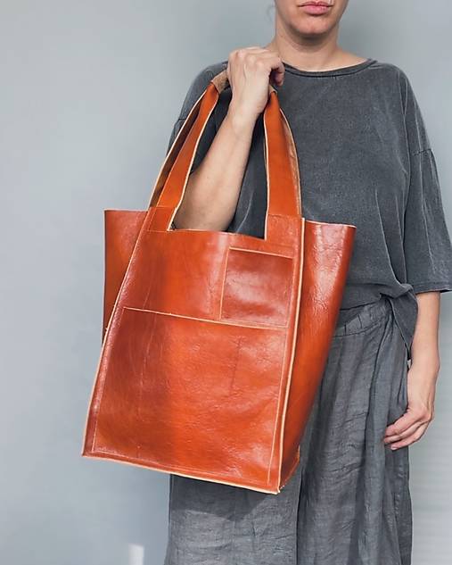 Veľké tašky - .KOŇAK kožená shopper kabelka - 17521447_
