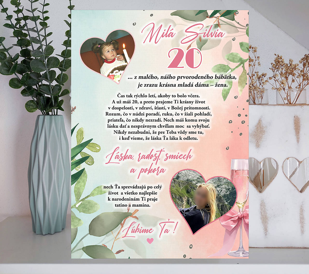 Tabuľka k narodeninám pre dcéru od rodičov