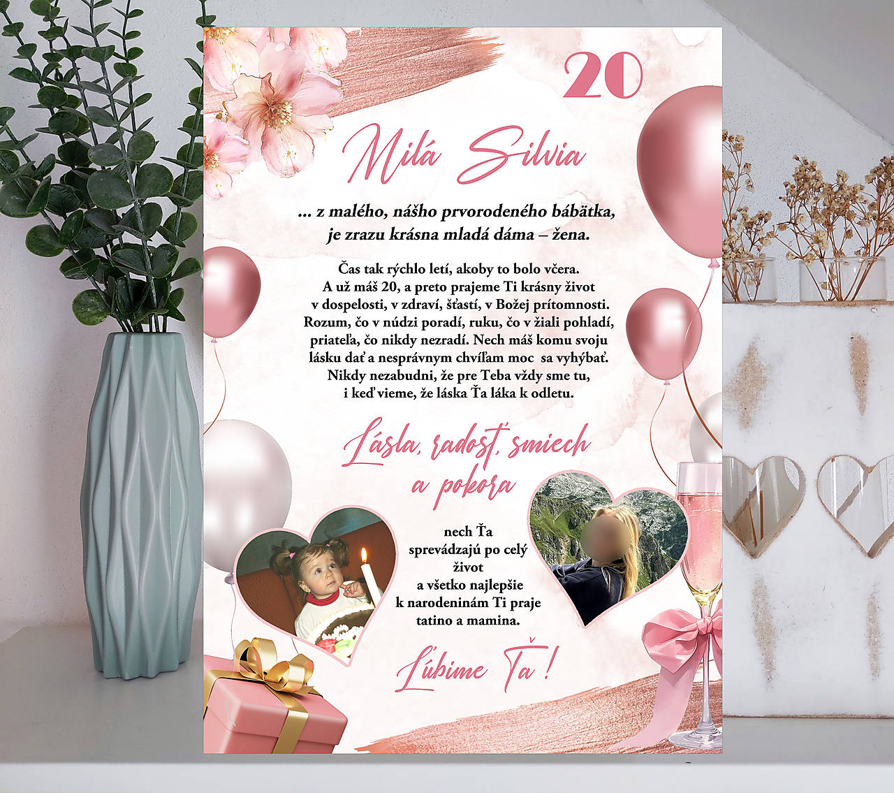 Tabuľka k narodeninám pre dcéru od rodičov