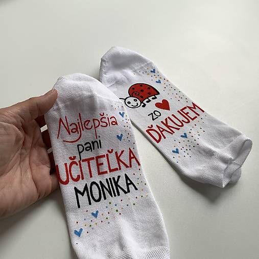 Maľované ponožky pre naj PANI UČITEĽKU (lienok)