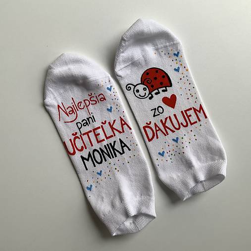 Maľované ponožky pre naj PANI UČITEĽKU (lienok)