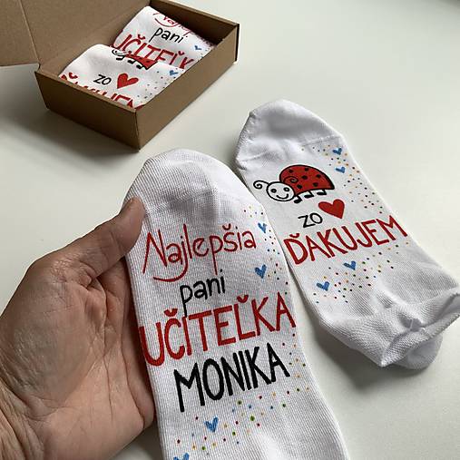 Maľované ponožky pre naj PANI UČITEĽKU (lienok)