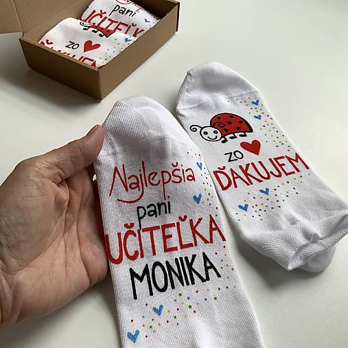 Maľované ponožky pre naj PANI UČITEĽKU (lienok)