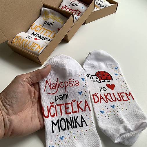 Maľované ponožky pre naj PANI UČITEĽKU (lienok)