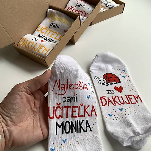 Maľované ponožky pre naj PANI UČITEĽKU (lienok)