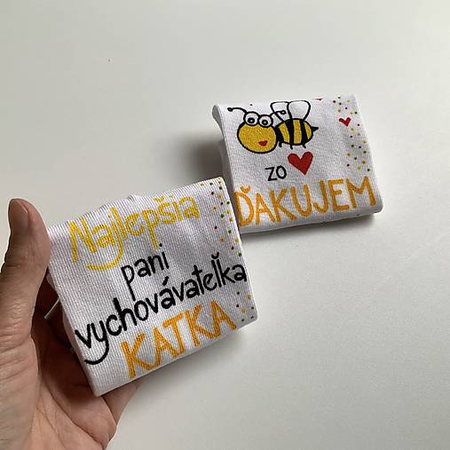 Maľované ponožky pre PANI UČITEĽKU/vychovávateľku včielok (Vychovávateľke)
